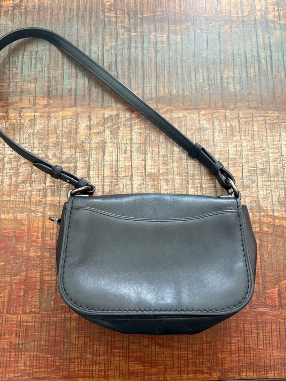 Coach Black Leather Shoulder Bag with Silver-Tone Hardware - Picture 2 of 5